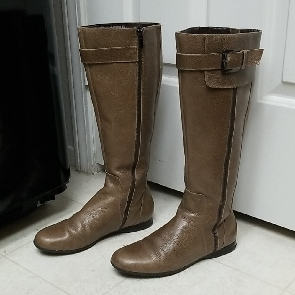 ENZO ANGIOLINI Tall Boots Olive-Gray leather zayra